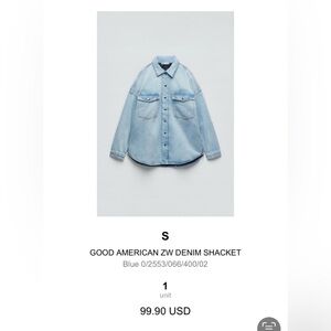 Good American Sky Blue Denim Shacket